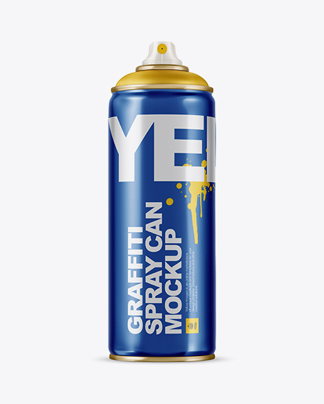 Metallic Spray Can Without Cap Mockup - Front View