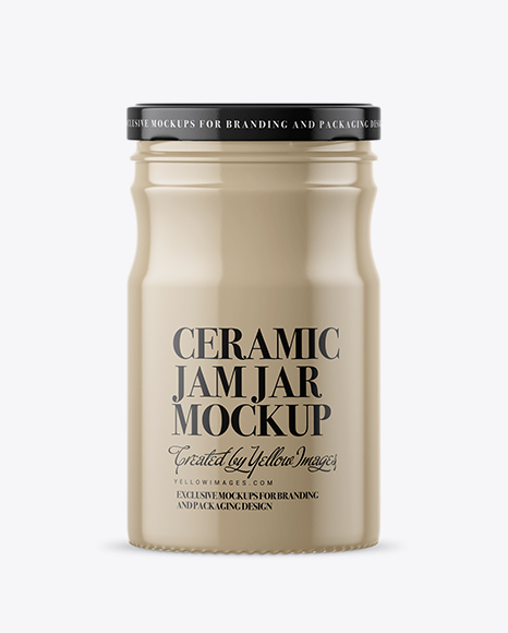 Glossy Ceramic Jam Jar Mockup