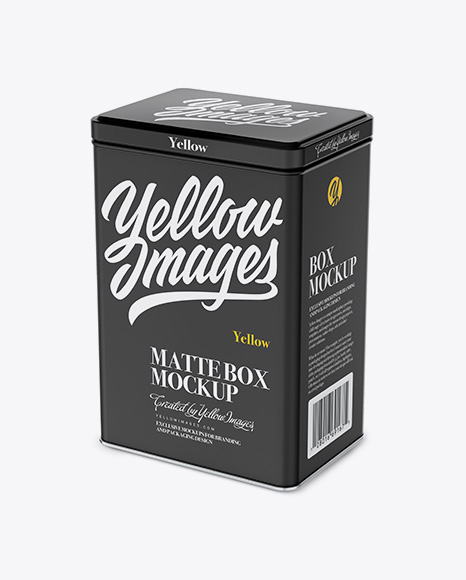 Matte Tin Box Mockup - Half Side View (High-Angle Shot)