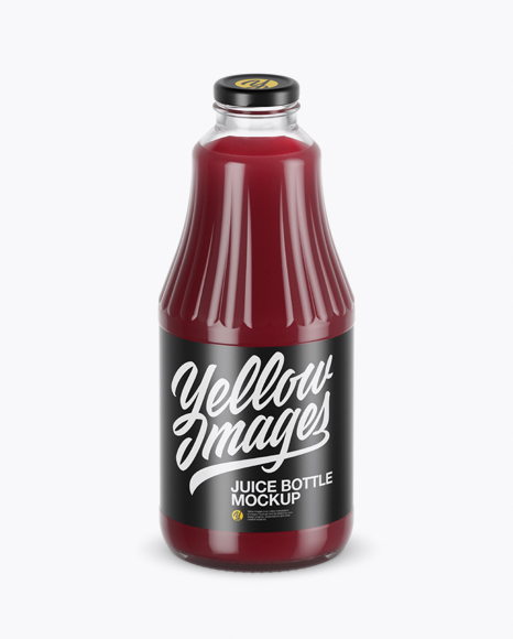 Clear Glass Berry Juice Bottle Mockup (High-Angle Shot)