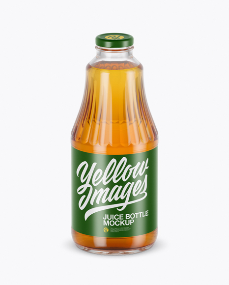 Clear Glass Red Apple Juice Bottle Mockup (High Angle Shot)