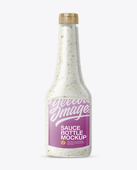 Clear Plastic Bottle With Garlic Sauce Mockup
