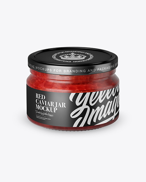 250ml Clear Glass Jar with Red Caviar Mockup (High-Angle Shot)
