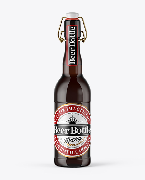 500ml Dark Amber Beer Bottle With Swing Top Mockup