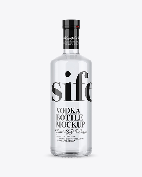 Clear Glass Vodka Bottle with Shrink Band Mockup