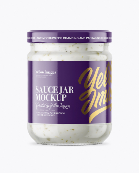 Clear Glass Jar with Garlic Sauce Mockup