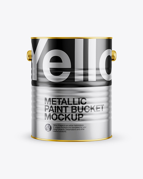 Metallic Paint Bucket Mockup - Front View