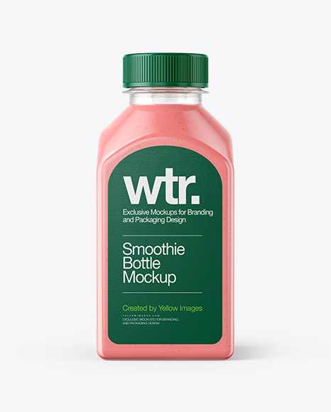 Square Strawberry Smoothie Bottle Mockup