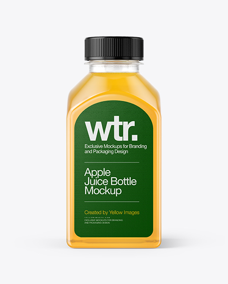Square Apple Juice Bottle Mockup