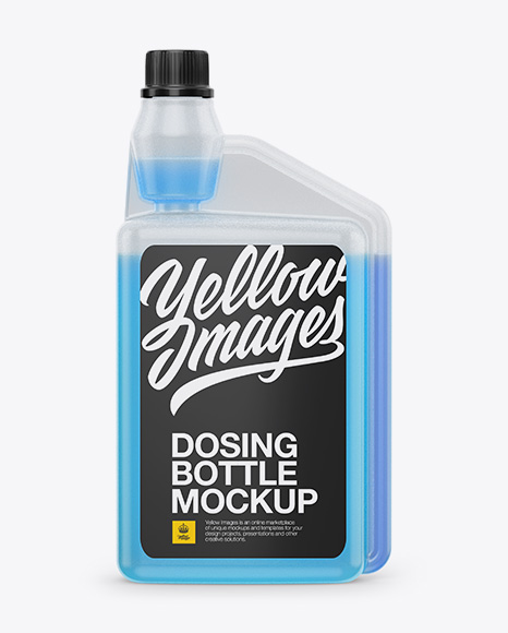 Plastic Dosing Bottle with Liquid Mockup - Front View