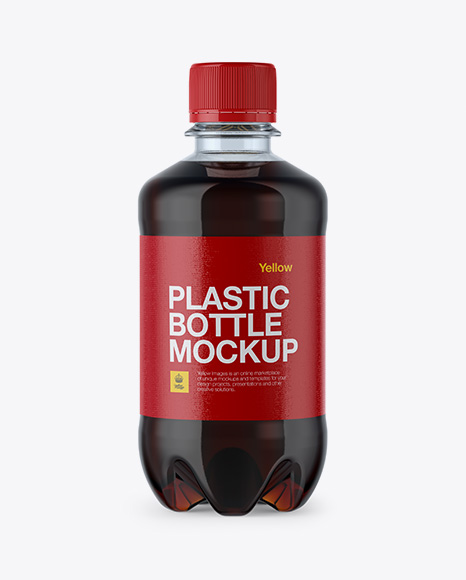 Plastic 330ml Bottle with Dark Drink Mockup