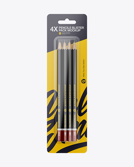 Blister Pack of 4 Pencils Mockup