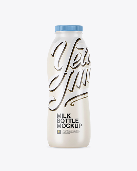 Frosted Plastic Bottle With Milk Mockup