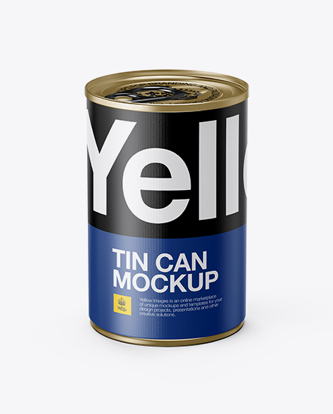 Tin Can With Pull Tab & Textured Label Mockup (High-Angle Shot)