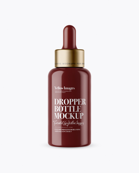 Glossy Dropper Bottle With Metal Cap Mockup