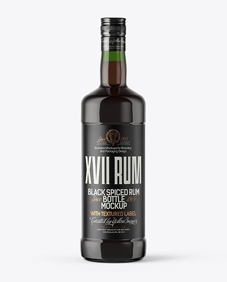 Green Glass Bottle with Black Rum Mockup