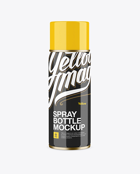 Glossy Spray Can With Plastic Cap Mockup - Front View
