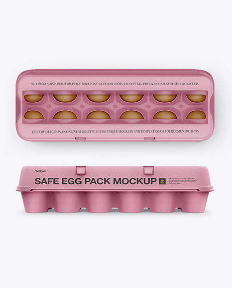 12 Eggs Carton Safe Pack Mockup - Top, Front & Back Views