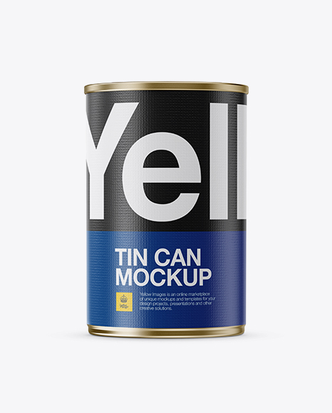 Tin Can With Textured Label Mockup - Front View