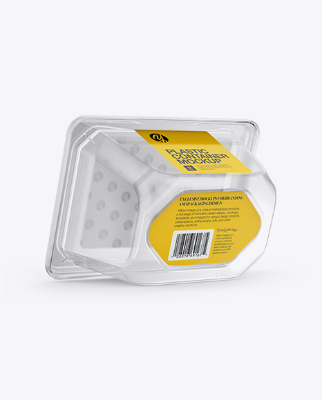 Transparent Plastic Container Mockup - Back Half Side View
