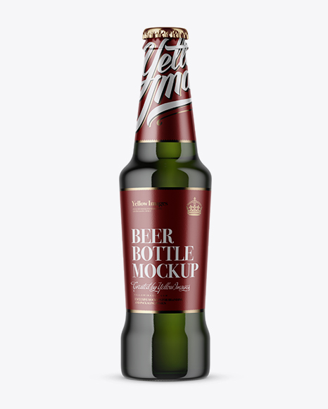 Green Glass Lager Beer Bottle Mockup