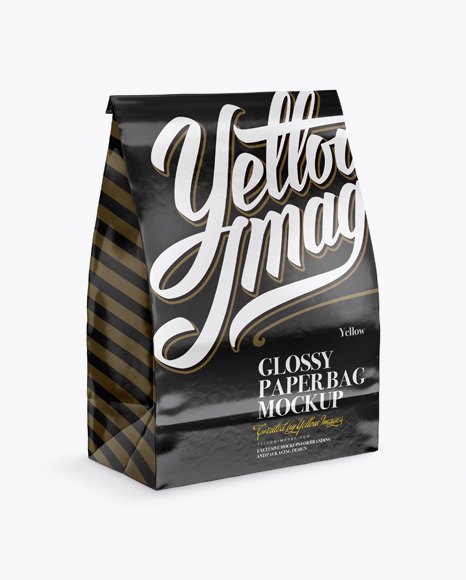 Glossy Paper Bag Mockup - Half Side View