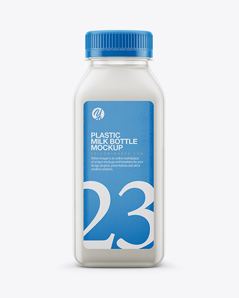 Clear Plastic Bottle with Milk Mockup