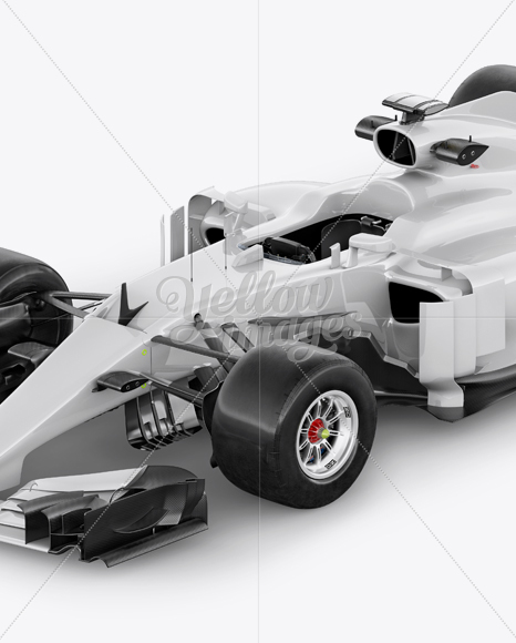 2017 Formula 1 Car Mockup Half side view (High-Angle Shot)