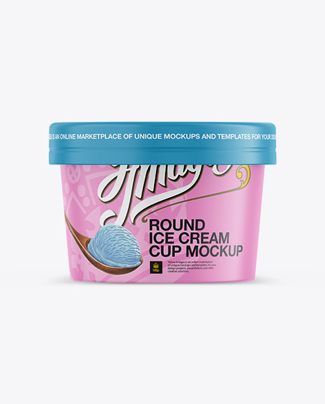 Carton Ice Cream Cup Mockup - Front View