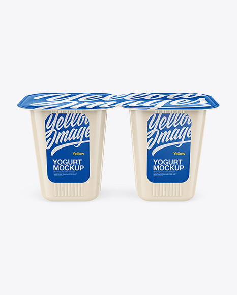 2 Pack Yogurt Mockup - Front View (High Angle Shot)