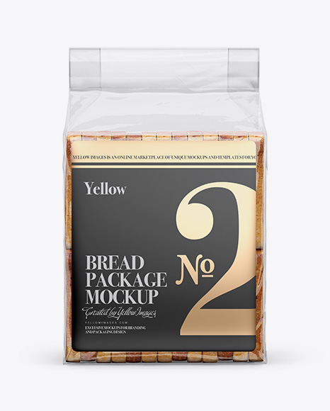 Bag W/ Sliced Bread & Paper Label Mockup - Front View