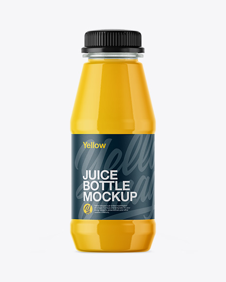 Plastic Bottle With Orange Juice Mockup