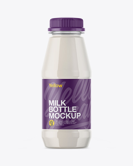Plastic Bottle With Milk Mockup