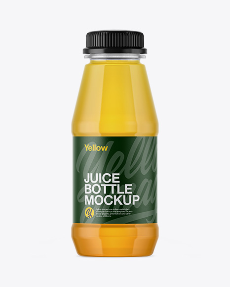 Plastic Bottle With Apple Juice Mockup