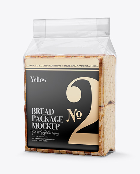 Bag W/ Sliced Bread & Paper Label Mockup - Half Side View
