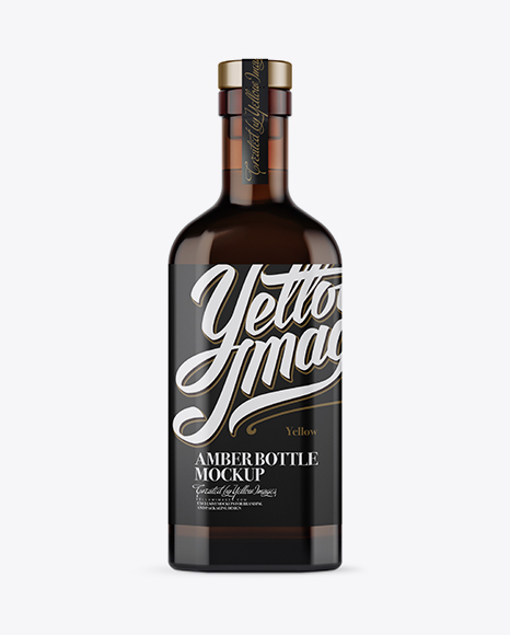 Amber Glass Bottle With Rum Mockup