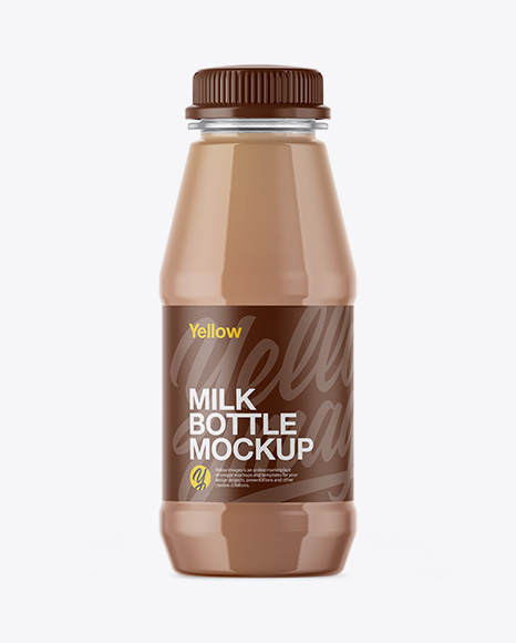 Plastic Bottle With Chocolate Milk Mockup