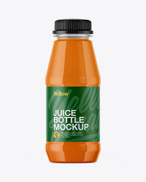 Plastic Bottle With Carrot Juice Mockup