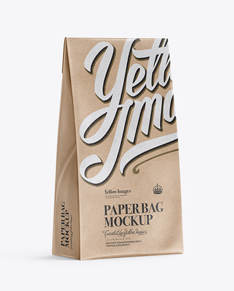 Kraft Paper Bag Mockup - Half Side View