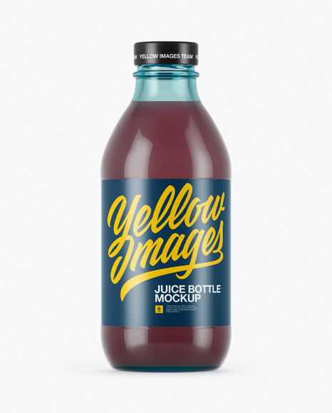 330ml Blue Glass Berry Juice Bottle Mockup