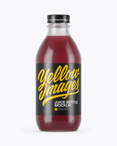 330ml Clear Glass Berry Juice Bottle Mockup