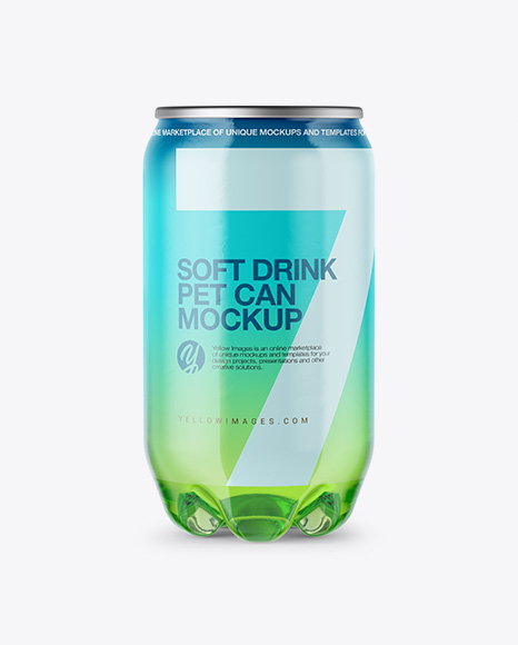 PET Can with Green Drink Mockup