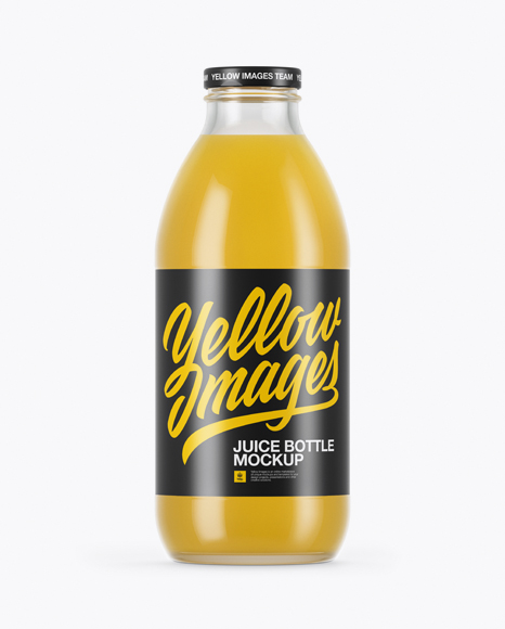 750ml Clear Glass Orange Juice Bottle Mockup