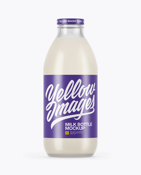 750ml Clear Glass Milk Bottle Mockup