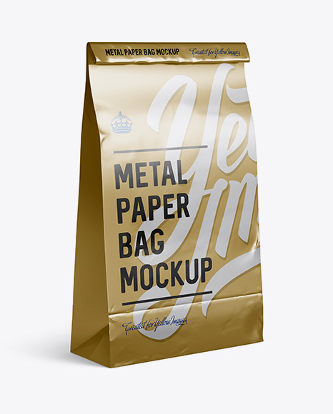 Metallic Paper Food/Snack Bag Mockup - Halfside View