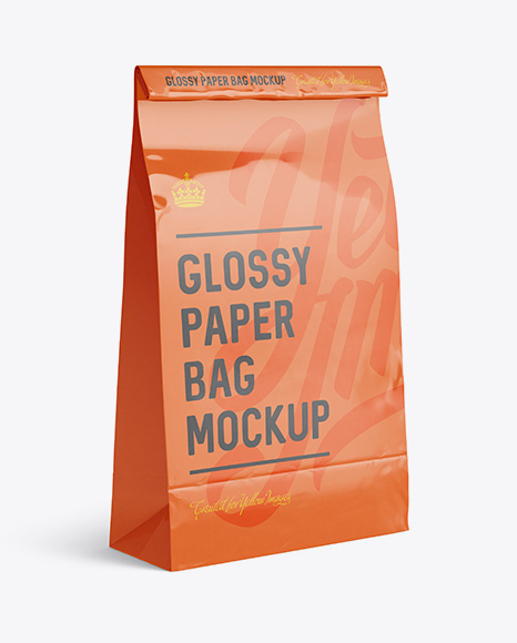 Glossy Paper Food/Snack Bag Mockup - Halfside View