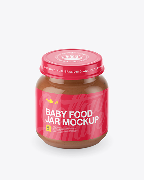 Baby Food Vegetable Puree Small Jar Mockup (High-Angle Shot)