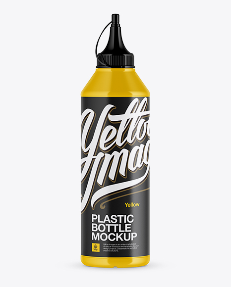 Glossy Plastic Sauce Bottle With Spout Cap Mockup