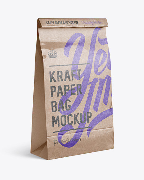Glossy Kraft Paper Food/Snack Bag Mockup - Halfside View