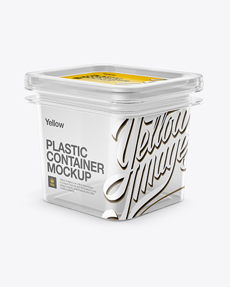 Clear Plastic Container Mockup - Half Side View (High-Angle Shot)
